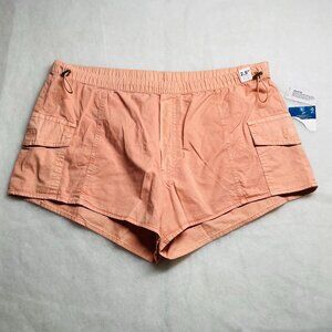 NWT Arizona Jeans Co. Womens Orange Low Rise Pull On Comfy Cargo Shorts Size XL